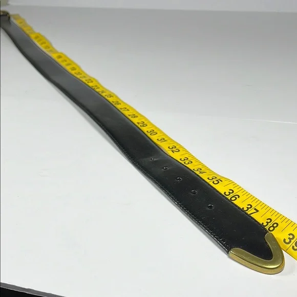 Fossil Black Leather Belt with Gold Buckle Sz L - Picture 9 of 14